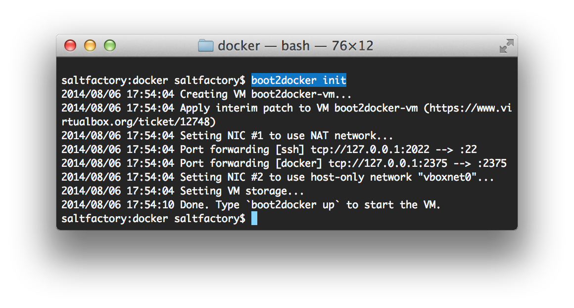 boot2docker init